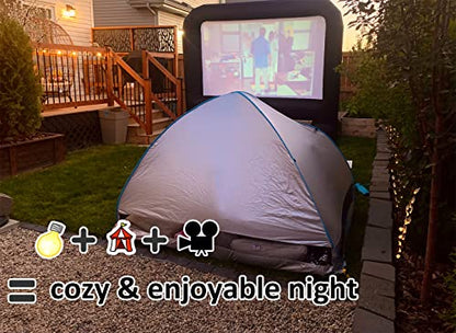 HuaKastro 14 FT Inflatable Projector Screen – One-Piece Design, Easy Setup Blow-Up Movie Screen with Quiet Fan, Ideal for Outdoor & Indoor Movie Nights, Backyard Events, and Parties (Stable Base)