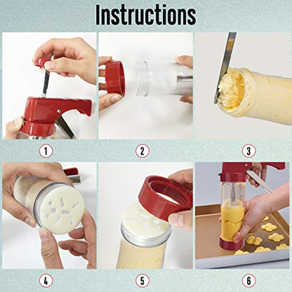 45PCS Cookies Press Gun Kit Set,DIY Cookie Maker With 16Cookie Discs,Icing Tips,Cleaning Brushes,EVA Piping Bags,Cookies Decorating Kit Baking Tool For Biscuit Making,Cakes Decorating For Any Holidays