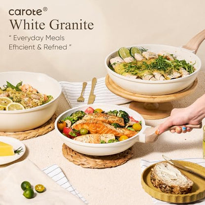 CAROTE Pots and Pans Set, Nonstick Cookware Sets, 21pcs Induction Cookware Kitchen Set Non Stick Cooking Set w/Frying Pans & Saucepans (PFOS, PFOA Free)