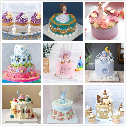 ANSLYQA Cake Decorating Kit, 193 Pcs with Cake Turntable, Leveler, 24 Numbered Icing Tips, 2 Spatulas, 2 Couplers, 3 Scrapers, 50 Pastry Bags, 50 Paper Cupcake Liners & More Baking Tools, (Blue)