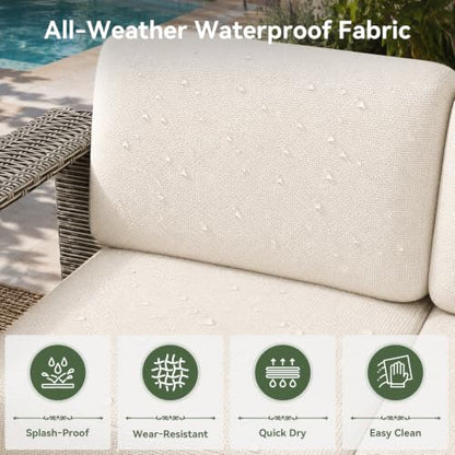 Aoxun Patio Furniture Set with 10'' Thick Cushions (7 Piece-U, Gray/Beige)