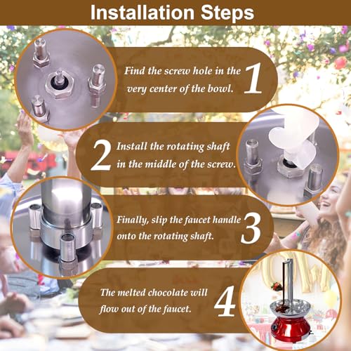 Chocolate Fountain Machine, Faucet Model Chocolate Waterfall Machine, Stainless Steel Chocolates Fountain Warmer with Chocolates Melting Function for Party, Wedding, Birthday (Black)