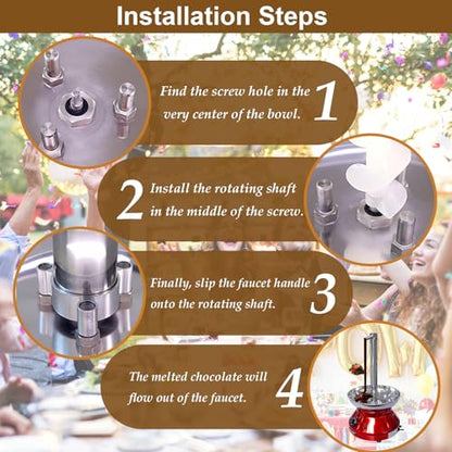 Chocolate Fountain Machine, Faucet Model Chocolate Waterfall Machine, Stainless Steel Chocolates Fountain Warmer with Chocolates Melting Function for Party, Wedding, Birthday (Black)