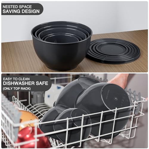 Greentainer Plastic Mixing Bowls with Lids Set for Kitchen, 5 Set Nesting Bowls for Mixing, Baking, Prepping, Cooking and Serving Food, Mixing Bowls Dishwasher, Microwave Safe