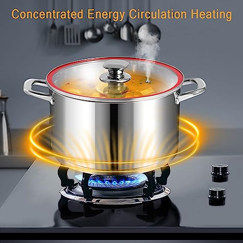 10-Quart Stainless Steel Soup Pot with Lid, Induction Compatible Cookware for Pasta, Stews, and Boiling - Dishwasher Safe Kitchen Essential