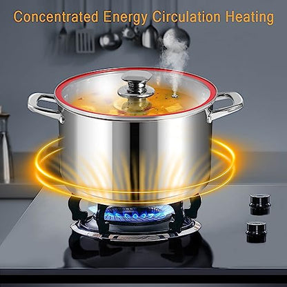 10-Quart Stainless Steel Soup Pot with Lid, Induction Compatible Cookware for Pasta, Stews, and Boiling - Dishwasher Safe Kitchen Essential