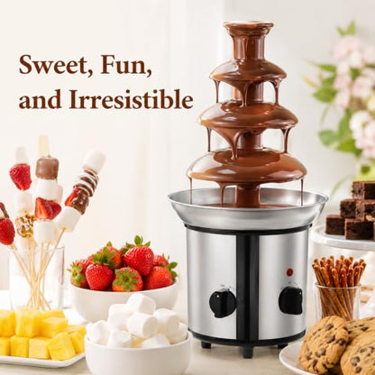 4-Tier Chocolate Fountain Machine, 60.86 oz Stainless Steel Fondue