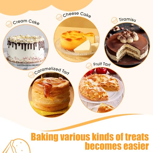 tutikuki 8" Round Cake Pan, 3PCS Nonstick Cake Pans with 100 PCS Parchment Paper, Carbon Steel Cake Baking Pans with Handle, Dishwasher Safe