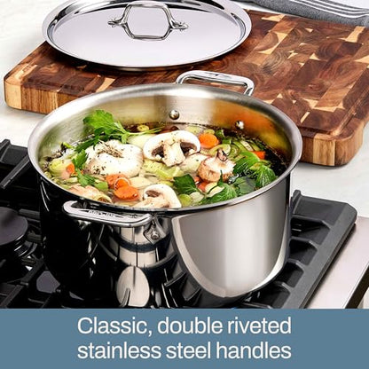 All-Clad D3 Stainless Steel 10 Piece Cookware Set- Made in USA- Includes Frying Pans, Saucepan, Soup Pot, Sautépan, Stockpot - Professional Grade -Oven Safe & Induction Compatible