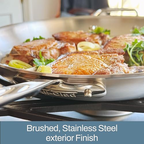 All-Clad D5® Stainless Steel Core 14 Inch Frying Pan Covered - Made in the USA - The Upgrade for Supremely Even Heat- Oven Safe & Induction Compatible Cookware