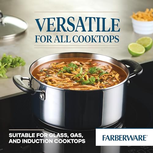 Farberware Brilliance Dutch Oven Pot with Lid, 5 Quart, Stainless Steel