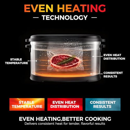 Homtone Sous Vide 6 Quart, 520W Fast Heating, All-In-One, Stainless Steel