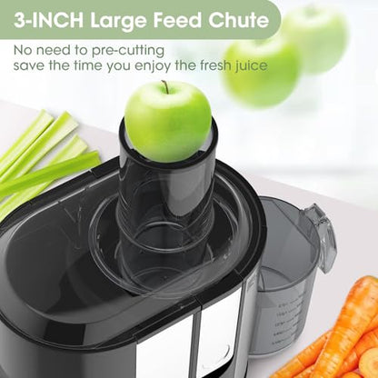 Juicer Machine 800W Centrifugal Juicer Extractor with Big Mouth Large Wide Mouth 3” Feed Chute for Fruit Vegetable Easy to Clean Stainless Steel BPA Free