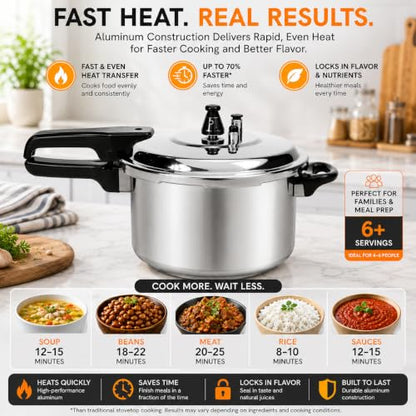 Barton 6Qt Aluminum Pressure Canner & Cooker with Release Valve, Stovetop Pressure Cooker Pot for Fast Cooking & Home Canning, 6 Quart