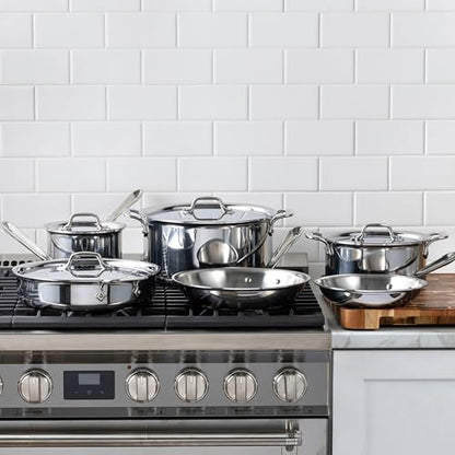 All-Clad D3 Stainless Steel 10 Piece Cookware Set- Made in USA- Includes Frying Pans, Saucepan, Soup Pot, Sautépan, Stockpot - Professional Grade -Oven Safe & Induction Compatible