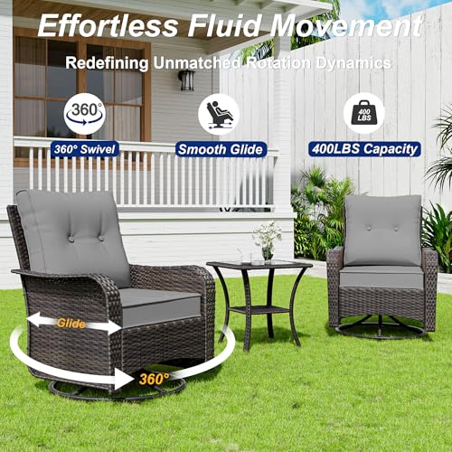 ASJMR 9 Pieces Patio Furniture Set with 2 Swivel Chairs Patio Furniture Outdoor Sectional Sofas Outdoor Patio Conversation Set - Grey