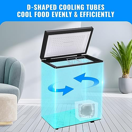DEMULLER Chest Freezer 4.0 CU. FT Ultra-low Temperature Deep Freezers (Down to -12 ℉) with TWO Removable Baskets Accurate Display of Cabinet Temp Freestanding Black