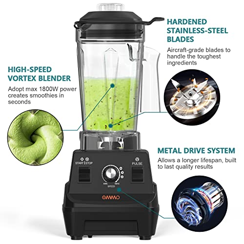 OMMO Blender 1800W, High Speed Countertop Blender with 60oz BPA-Free Jar