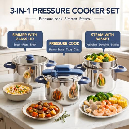 MICHELANGELO 4.2QT Stainless Steel Stovetop Pressure Cooker Set