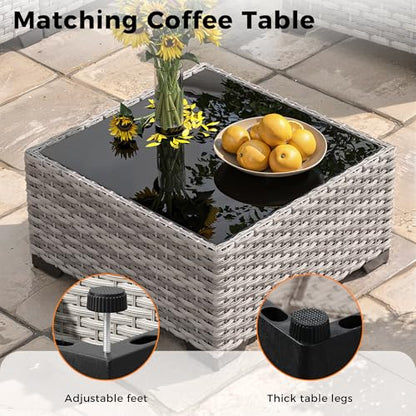 MAISON BACKYARDS 6-Seat Modular Patio Furniture Set – Outdoor Wicker Sectional Sofa with Thick 4″ Cushions, Dual-Strand PE Rattan, Rust-Resistant 18 mm Steel Frame, Backyard Garden Deck Lounge,Navy