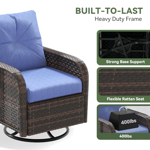 Aoxun 10-Piece Wicker Rattan Patio Furniture Set with 44" Fire Pit Table