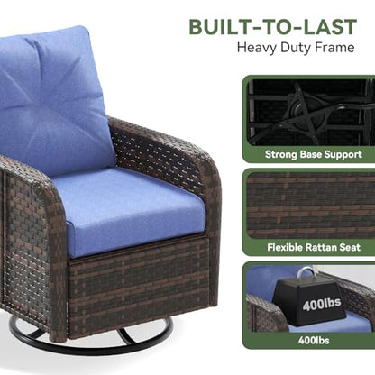 Aoxun 10-Piece Wicker Rattan Patio Furniture Set with 44" Fire Pit Table