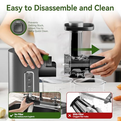 olayks. Cold Press Juicer,Slow Masticating Juicer with Soft & Hard Modes,Juicer Machines Vegetable and Fruit with Reverse Function,Celery Juicer,BPA-Free,Easy to Clean