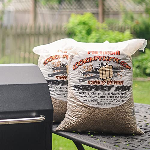 CookinPellets 40PM Perfect Mix All-Natural Hickory, Cherry, Hard Maple, and Apple Grill Smoker Smoking Hardwood Wood Pellets, 40 Lb Bag (2 Pack)