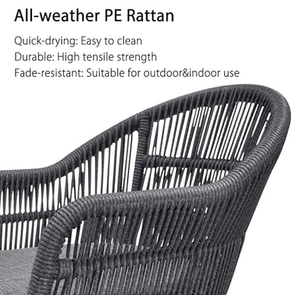 PURPLE LEAF 11 Pieces Patio Dining Set with Outdoor Aluminium Dining Table and Woven Rattan Chairs Modern Metal Furniture Cushions Sets for Garden Yard Indoor Decor Kitchen Grey