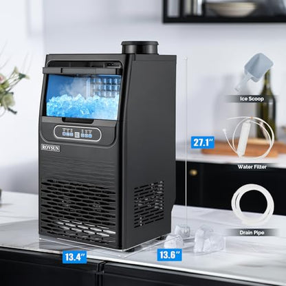 ROVSUN 70LBS/24H Countertop Ice Maker with 2 Water Inlets, ETL Certified