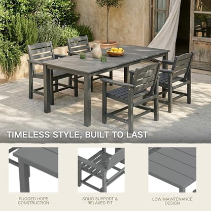 Kingdura 9 Piece Patio Dining Set for 8, All-Weather HDPE Patio Furniture, Ergonomic Chairs and 75.2'' Large Table Set with Built-in Umbrella Hole, UV-Resistant for Backyard, Deck, Poolside