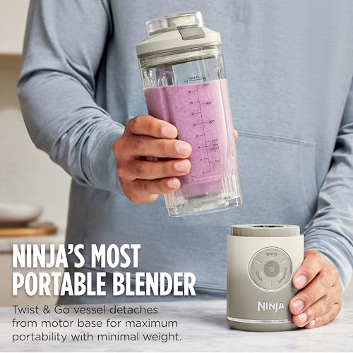Ninja Blast Max, Portable Blender + Twist & Go, Personal Smoothie, Blend, Ice Crush, 3 Programs, Cordless, 22oz removable Vessel, Dishwasher Safe, Leakproof, Sea Glass, BC251MT