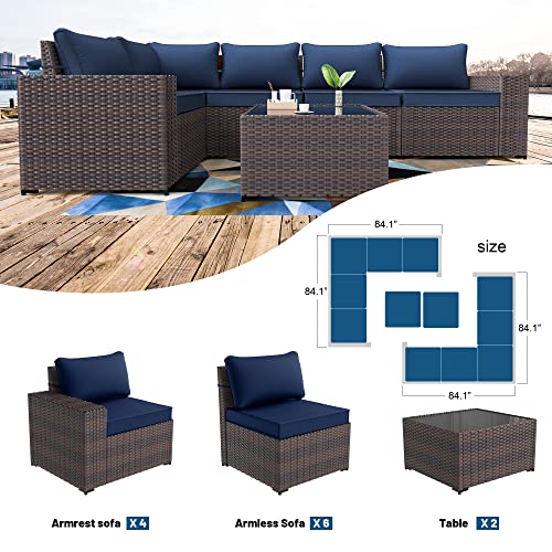 Kullavik 12 Piece Patio Furniture Set, Outdoor Wicker Sectional Sofa