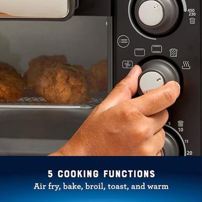 Oster® Compact Air Fryer Toaster Oven. Convection Countertop Pizza Oven, 4-Slice Toaster with 5 Cooking Functions – Air Fry, Bake, Toast, Broil, and Warm