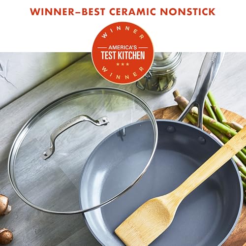GreenPan Valencia Pro Ceramic Nonstick 10” Frying Pan Skillet with Lid, Hard Anodized PFAS-Free Cookware, Induction Ready & All Cooktops, Eggs & Omelets, Dishwasher & Oven Safe to 600F, Gray