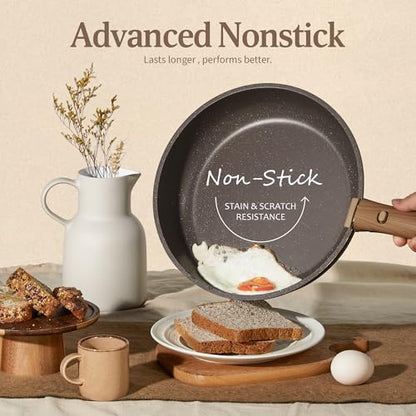 CAROTE 21PCS Pots and Pans Set Non Stick with Detachable Handle, Nonstick Cookware Sets, Cooking Kitchen Set, Oven/Dishwasher Safe, Induction Cookware, Brown, RV Kitchen Pot and Pan