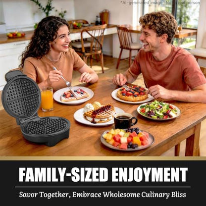 FineMade 7 Inches Classic Waffle Maker Machine, belgian waffle maker with PFAS-Free Ceramic Non-Stick Plates,Waflera electrica, Thin Waffle Maker Crispy, Round Waffle Iron, Graphite