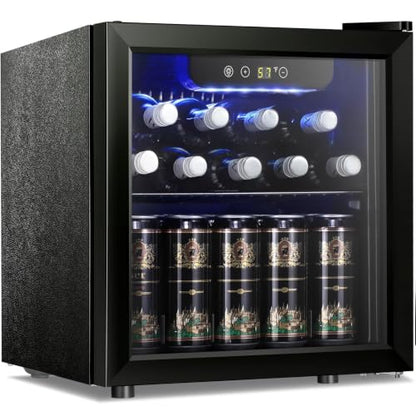 Antarctic Star Mini Fridge 12 Bottle 48 Can Beverage Refrigerator Cooler-with Glass Door for Beer Soda Drinks or Wine,Freestanding Beverage Fridge for Home and Bar,1.3 Cu. Ft.