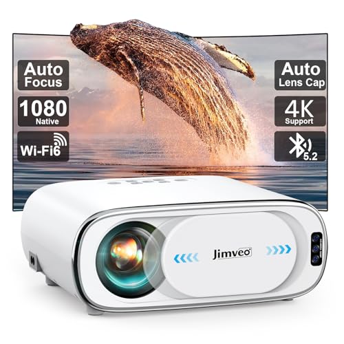 [AI Auto Focus/Auto Lens Cap] Outdoor-Projector-4K with WiFi 6 and Bluetooth:Portable Projector with Auto 6D Keystone & Zoom, Jimveo Native 1080P Movie Proyector 2026 Upgraded