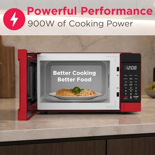 FRIGIDAIRE EMW953RED Microwave Oven, 900 Watts with 10 Power Levels, Red