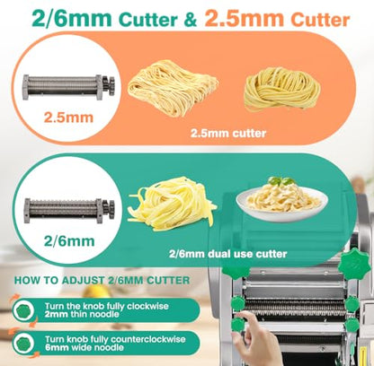 Newhai 750W Commercial Electric Pasta Maker, 2.5mm Round + 2mm/6mm Blade