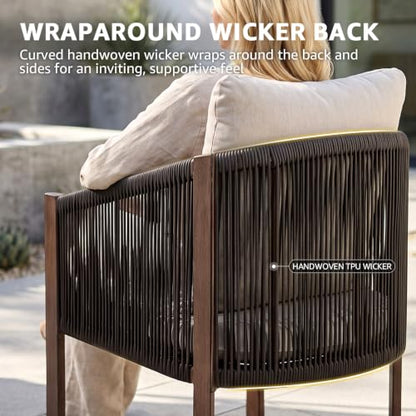 7 Pcs Outdoor Dining Set for 6, Cushioned Chairs & Table with Umbrella Hole