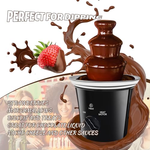 MINI Chocolate Fountain Machine Small Electric Chocolate Fondue Fountain Machine for Party for Candy Butter Cheese (Black)