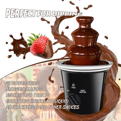 MINI Chocolate Fountain Machine Small Electric Chocolate Fondue Fountain Machine for Party for Candy Butter Cheese (Black)