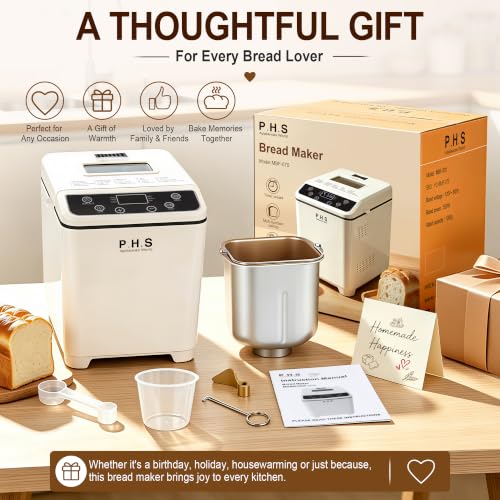 PHS Bread Maker Machine, 2LB Automatic Bread Machine, 20 Programs