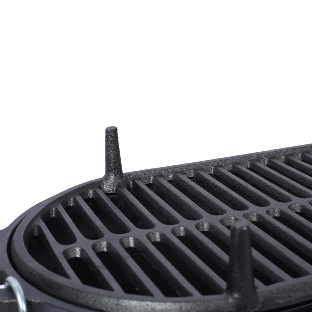 Cast Iron Hibachi Grill – Portable Charcoal BBQ for Outdoor Cooking, Durable Tabletop Skillet, Compact Camping Charcoal Cooker for Tailgating, Picnics & Hunting (Oval)