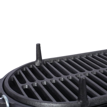 Cast Iron Hibachi Grill – Portable Charcoal BBQ for Outdoor Cooking, Durable Tabletop Skillet, Compact Camping Charcoal Cooker for Tailgating, Picnics & Hunting (Oval)