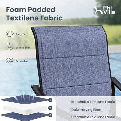 PHI VILLA Round Outdoor Dining Set for 6 with Swivel Chairs, Navy Blue