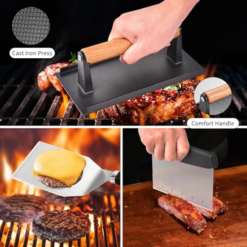 24Pcs Griddle Accessories Kit, Flat Top Grilling Accessories for Blackstone and Camp Chef, Perfect Grill Spatula Set Tools, Basting Cover, Scraper for Outdoor Barbecue (24 PCS Accessories KIT)