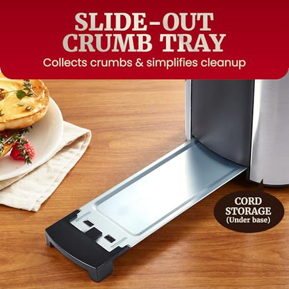 Elite Gourmet 2-Slice Slim Toaster, 1 Long Slot, Extra-Wide, Warming Rack